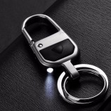 À moda dos homens de luz LED carro de metal chaveiros personalizados chaveiro duplo pendurado decoração presente novo