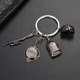 playerunknowns slagvelden pubg wapen gepersonaliseerde sleutelhangers sleutelhanger sleutelhouder tas helm Pan 98K gun lichtmetalen sieraden FPS game fans