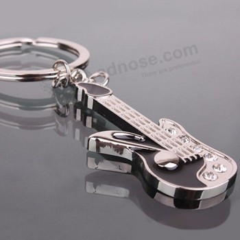 wholesale fashion cute keychains mini guitar Key ring keyring chain crystal cute gadgets a8i6