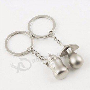 1 pair cute baby pacifier pattern keyring feeding bottle Key ring lovers keychain gift