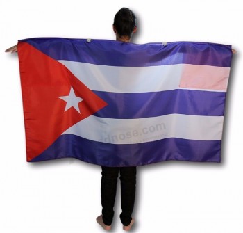 2019ホット販売人気のバスケットボールゲームファンホワイトスターブルーストライプ印刷キューバ国旗ケープ