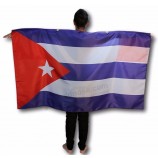 2019 핫 판매 인기있는 농구 게임 팬 화이트 스타 블루 스트라이프 인쇄 쿠바 국기 케이프