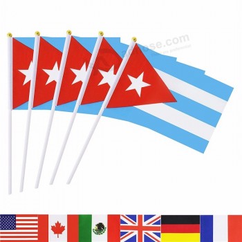 factory price polyester cuba hand held wave national country flag