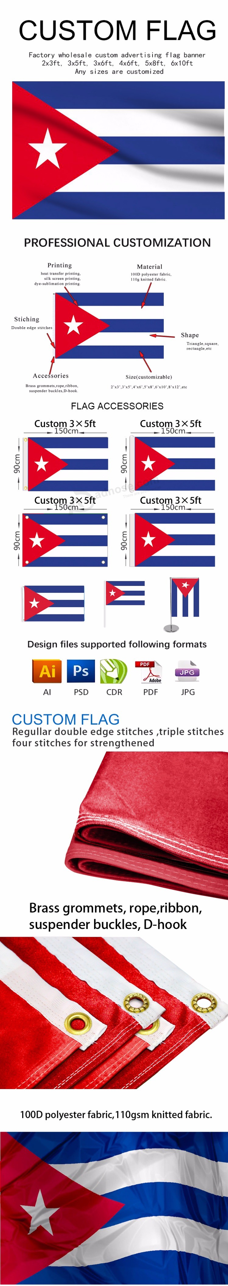 安価な価格インターロック生地デジタル印刷国旗