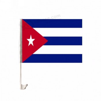 cor clara personalizada impressa bandeira da janela de carro de Cuba com poste de plástico