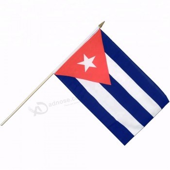 bandeira de mão grande poliéster bandeira de mão de cuba