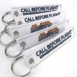 decoratief cadeau polyester geweven sleutelhanger met enkel logo / dubbele zijkanten