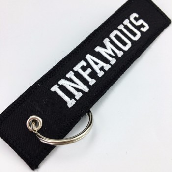 Custom embroidery lanyard keychain/custom woven keychain embroidery key tags