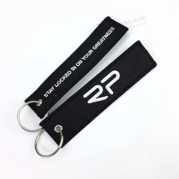 Promotional Key Ring fabric custom logo embroidery keychain