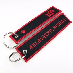 High Quality Free Samples Custom Woven Jet Keychain/keyring Embroidery Key chain