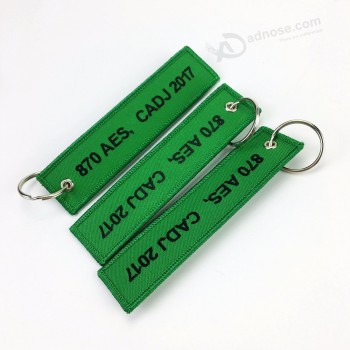Double Side Logo Aircraft Embroidery Flight Crew Key chains for Promotion