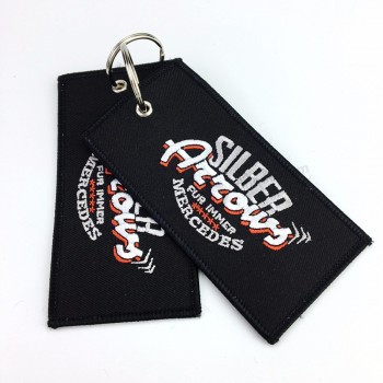 Customize color logo fabric remove embroidered key chains