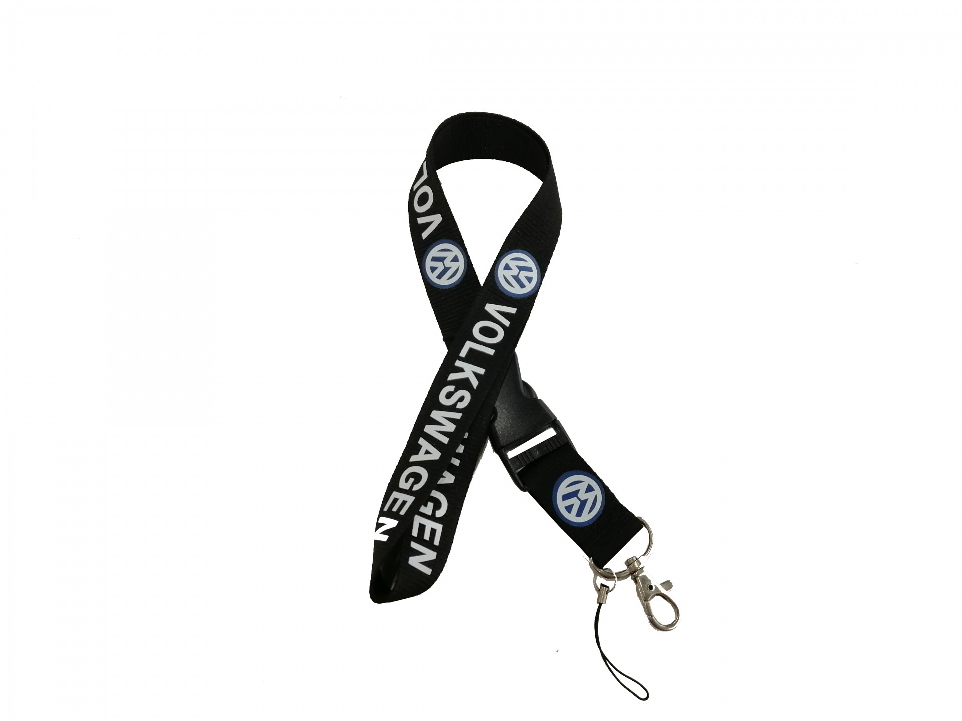 Customized durable black key chain lanyard with metal buckle do silk screen