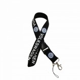 zwarte zeefdruk bedrukte lanyard met metalen gesp uit China