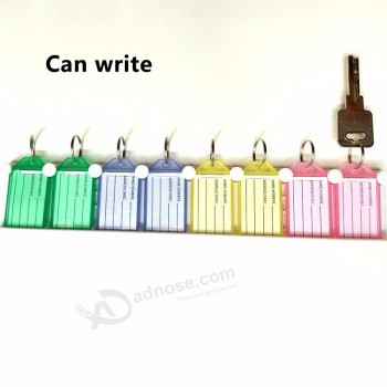 verkoop 5 stks / partij DIY plastic Tag sleutelhanger snoep kleur bagage hotel kantoor markering nummer classificatie sleutelhangers