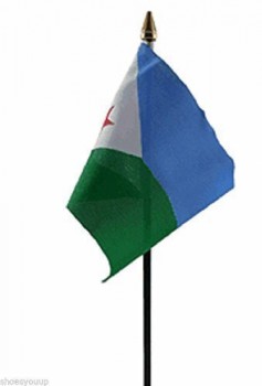 Großhandel hochwertige Dschibuti Polyester Hand wehende Flagge 6 Zoll X 4 Zoll