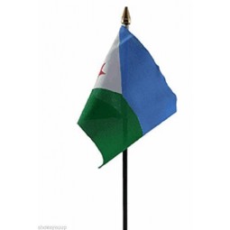 groothandel hoge kwaliteit djibouti polyester hand zwaaien vlag 6 inch X 4 inch