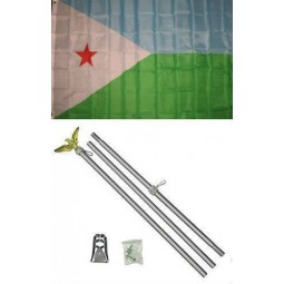 3x5 djibouti flag aluminum pole Kit Set vivid color and UV fade best garden outdoor decor resistant canvas header and polyester material flag