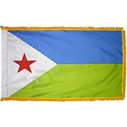 djibouti flag with gold fringe for ceremonies, parades, and indoor display (3'x5')