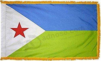 djibouti flag with gold fringe for ceremonies, parades, and indoor display (3'x5')