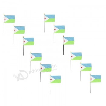 groothandel custom hoge kwaliteit djibouti 4 x 6 inch stick vlag - 12 PK