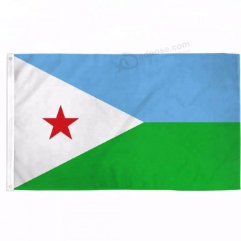 3x5ft barato de alta qualidade djibouti bandeira do país com dois ilhós bandeira personalizada / 90 * 150 cm todas as bandeiras do país do mundo