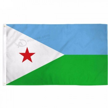 высокое качество 3x5 футов флаг Джибути с латунными втулками, полиэстер флаг страны