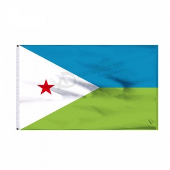 China Factory Supply 100% Polyester Flagge Stoff anpassen Größe Dschibuti Nationalflagge