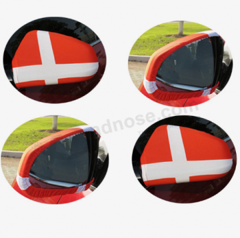 도매 월드컵 탄력있는 스판덱스 덴마크 차 거울 덮개 깃발