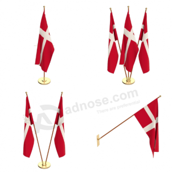 custom denmark table flag / danish desk flag with pole and base