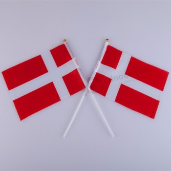 Fan waving mini denmark hand held national flags