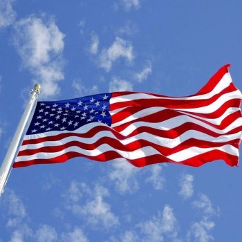 große Größe, die nationale amerikanische Flagge des USA-Flaggensatin fliegt