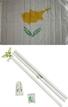 3x5 chipre bandeira pólo branco Kit Set 3x5 melhor material de poliéster para decoração de jardins de jardins bandeira de cores vivas premium e resistente ao desbotamento UV