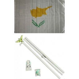 3x5 cyprus flag white pole Kit Set 3x5 best garden outdor decor polyester material flag premium vivid color and UV fade resistant