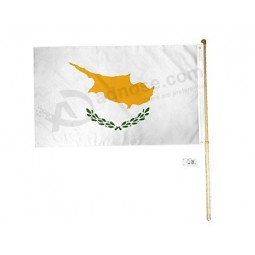 5 Wood Flag Pole Kit Wall Mount Bracket with 3x5 Cyprus Country Polyester Flag