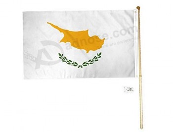 5 Wood Flag Pole Kit Wall Mount Bracket with 3x5 Cyprus Country Polyester Flag