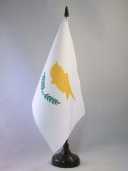 cyprus table flag 5'' x 8'' - cypriot desk flag 21 x 14 cm - black plastic stick and base