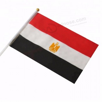 изготовленный на заказ флаг Египта руки полиэфира 14 * 21cm развевая