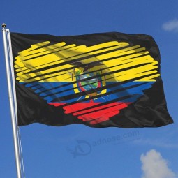 Equador bandeira do coração bandeira 3x5 Ft estrelas bordadas listras costuradas ilhós de bronze interior / exterior