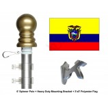 Ecuador Flag and Flagpole Set, Choose from Over 100 World and International 3'x5' Flags and Flagpoles, Includes Ecuadorian Flag