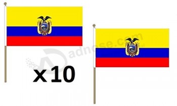 에콰도르 국기 12``x 18 ''나무 막대기-에콰도르 국기 30 x 45 cm-기둥이있는 배너 12x18