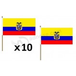 エクアドルの旗12 '' x 18 ''ウッドスティック-エクアドルの旗30 x 45 cm-バナー付きの旗
