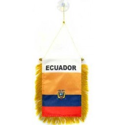 Ecuador mini banner 6 '' x 4 '' - Ecuadoraanse wimpel 15 x 10 cm - mini banners 4x6 inch zuignap hanger