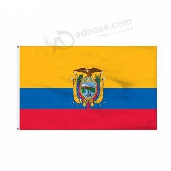 atacado 100% poliéster 3x5ft estoque bandeira equatoriana impressa do equador
