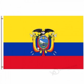 2019 에콰도르 국기 3x5 FT 90x150cm 배너 100d 폴리 에스테르 사용자 정의 플래그 금속 밧줄 고리