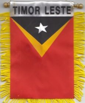 거울 깃발을 거는 폴리 에스테 동 티모르 국가 차