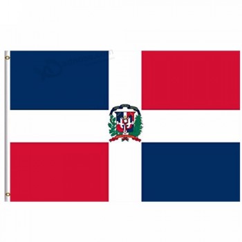 100% gestrickte Polyester-Dominikanische Republik 90 * 150cm kundengebundene Größenflagge