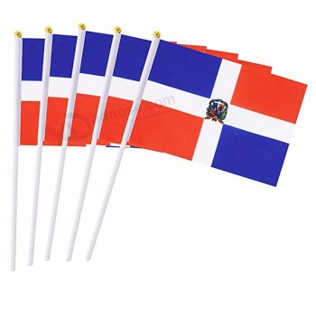 50 paquete de bandera dominicana de palo pequeña mini bandera de palo de mano