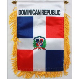 Cheap Rearview Mirror Automobile car SUV truck dominican republic flag pennant