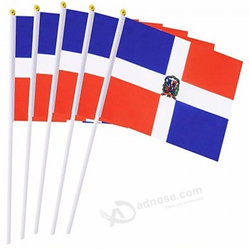 bandiera dominica stick, 5 bandiere nazionali portatili PC su stick 14 * 21 cm